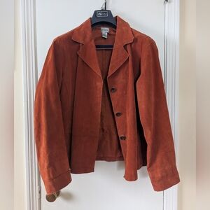Chico's Vintage Orange Rust Suede Leather Jacket Western Retro